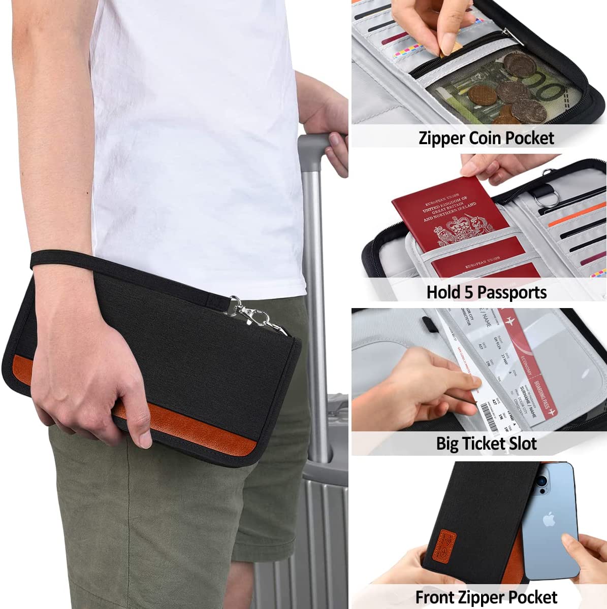 Family Passport Holder Travel Holiday Wallet Document Storage Organizer - Image 2