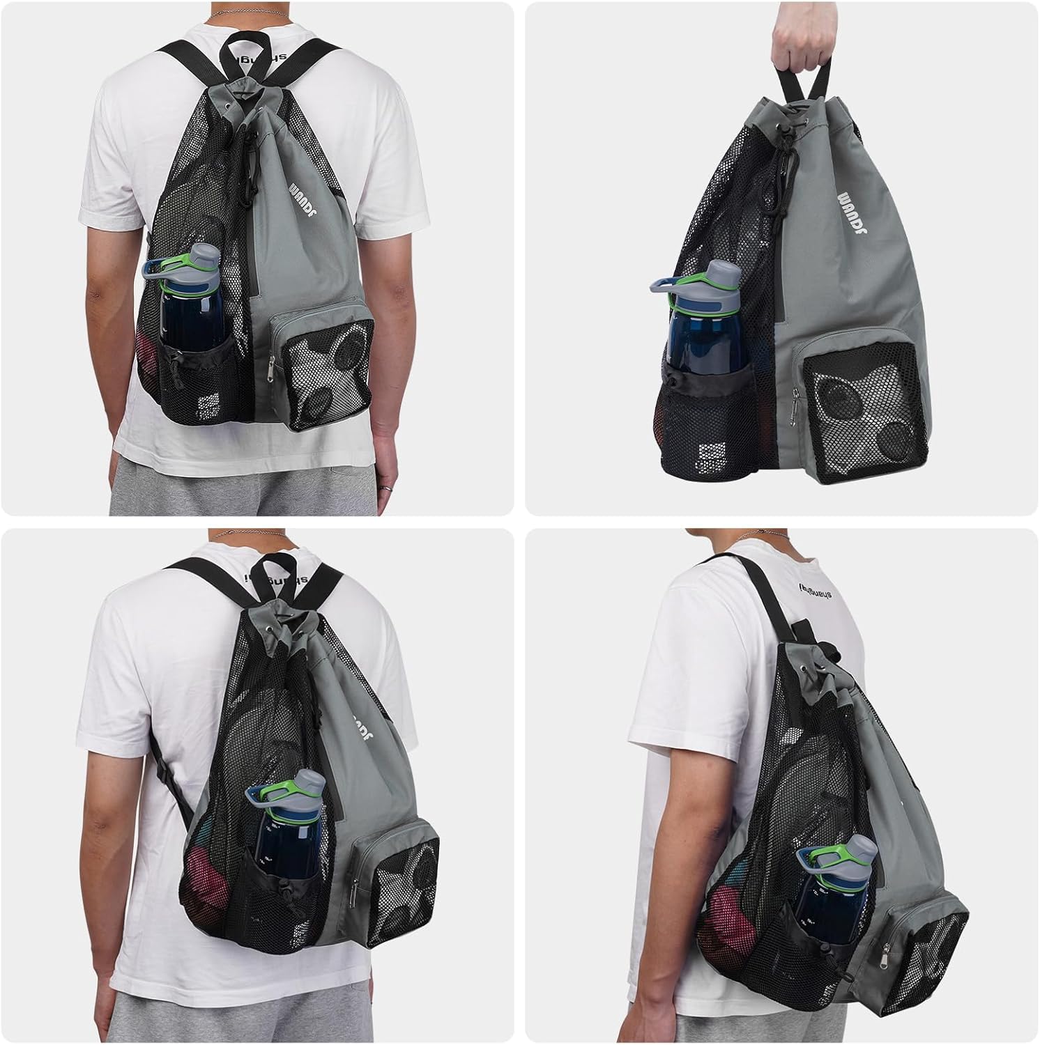 Wet & Dry Gym Swim Drawstring Mesh Bag with Wet Pocket - Image 7