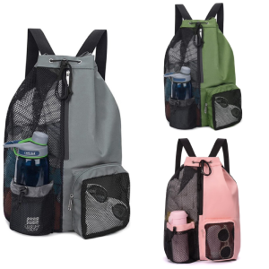 Wet & Dry Gym Swim Drawstring Mesh Bag with Wet Pocket